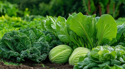 Fresh Green Vegetables Farm Garden - Healthy Eating