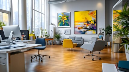 Modern Office Interior Design, Stylish Workspace - Modern minimalism