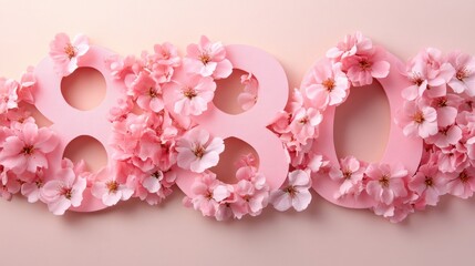 Elegant International Women's Day floral design with pink blossoms