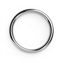 Minimalist circular metal hoop with reflective surface and white background