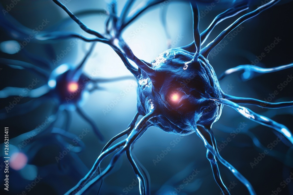 Poster a close-up view of neurons showcasing intricate connections and glowing synapses, highlighting the c