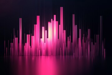 3D render of an abstract pink bar graph, simple dark background, minimalistic design