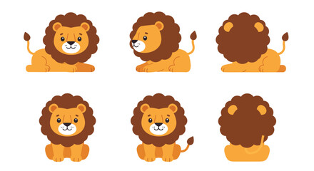 The lion transitions from a playful pose to a relaxed position, showcasing its adorable features and colors.