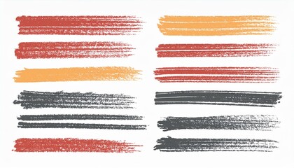 Crayon brush underline stroke set. Chalk mark brush line paint vector stroke. Hand drawn grunge texture charcoal pencil underline. Chalk pastel background perfect any project.