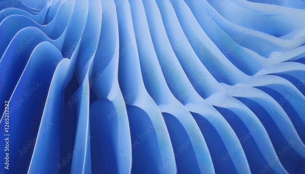 Leinwandbilder abstract blue paper waves background with smooth curves, dynamic design, soft texture for modern graphics and web use