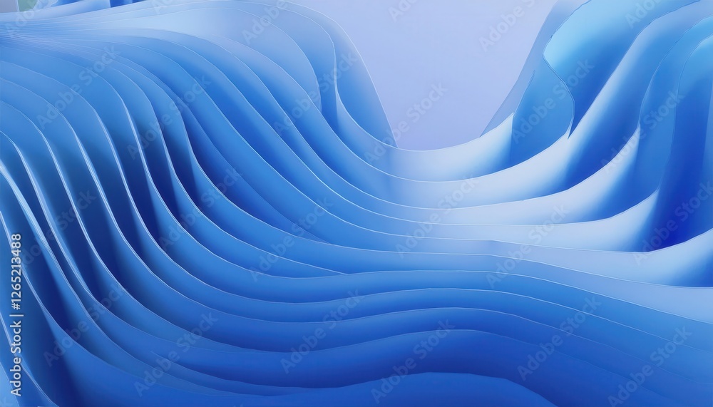 Leinwandbilder abstract blue paper waves background with smooth curves, dynamic design, soft texture for modern graphics and web use