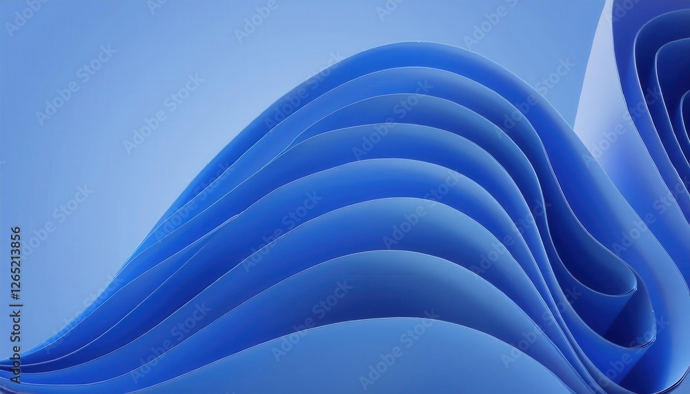 Leinwandbilder abstract blue paper waves background with smooth curves, dynamic design, soft texture for modern graphics and web use