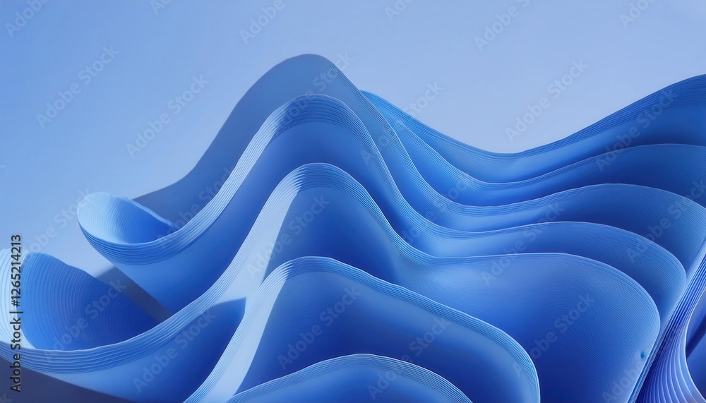 Poster abstract blue paper waves background with smooth curves, dynamic design, soft texture for modern graphics and web use