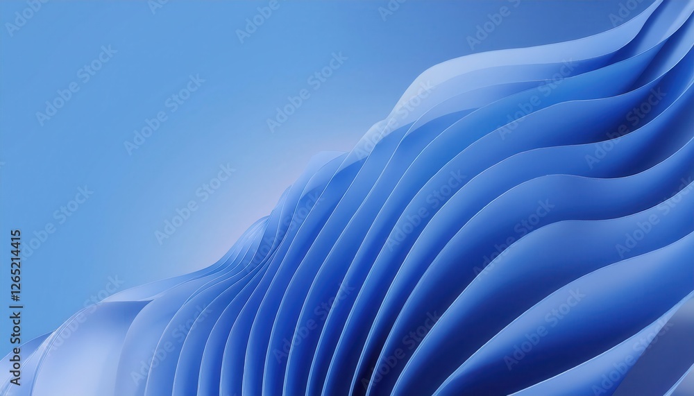 Poster abstract blue paper waves background with smooth curves, dynamic design, soft texture for modern graphics and web use