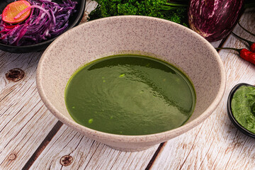 Vegan green cream spinach soup