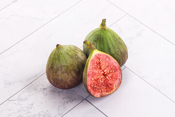 Ripe green raw juicy fig