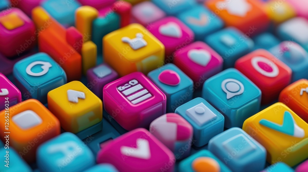 Poster background conceptual image of digital 3d icons