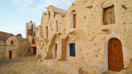 Ksar Hadada storico villaggio di ghorfa set di Star Wars film,  governatorato di Tataouine,...
