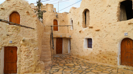 Ksar Hadada storico villaggio di ghorfa set di Star Wars film,  governatorato di Tataouine,...