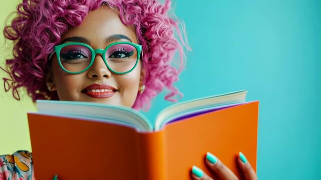 Drag Queen Reading Colorful Storybook With Bright Background And Vibrant Expression Celebrating Diversity And Inclusion In Children's Literature