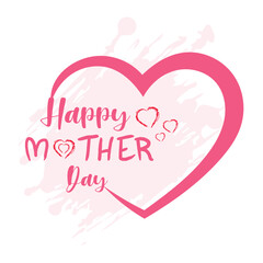 Happy Mothers Day lettering, banner with heart frame.  Calligraphy vector text and heart for Mother's day sale shopping special offer banner. 