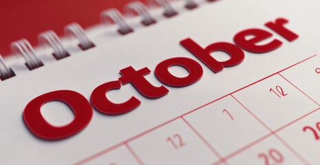 October calendar page marks the start of the fall season