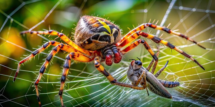 Spider Devouring Prey, Web, Close-up, Nature, Wildlife, Macro, Arthropod, Photography,  Insect, Detail,  Scary,  Creepy,  Intricate,  Close-up Photography,  Nature Photography,  Extreme Close-Up,  Bea