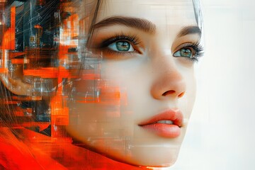A surrealist piece where geometric shapes form a fragmented yet unified face, evoking depth and mystery. Ideal for conceptual art, posters, or book covers exploring identity and human complexity.