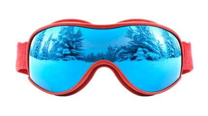 Ski goggles with reflective lenses isolated on transparent background
