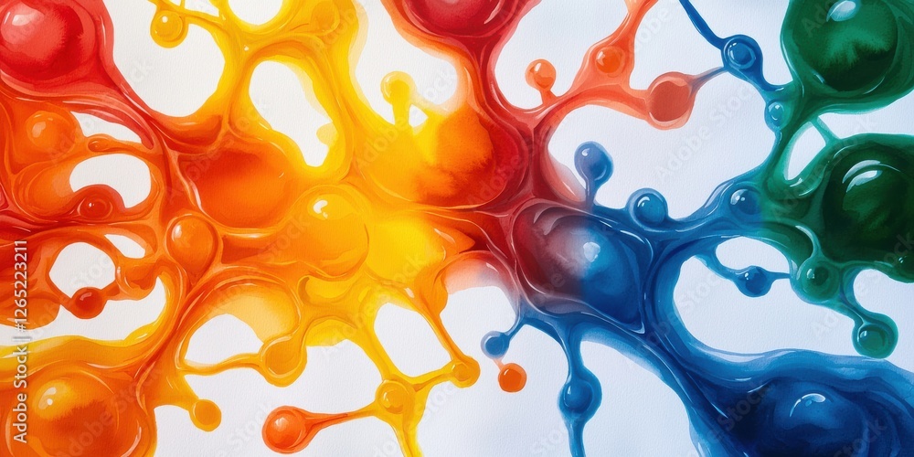 Poster a vibrant abstract artwork featuring colorful paint splashes blending together in dynamic patterns.