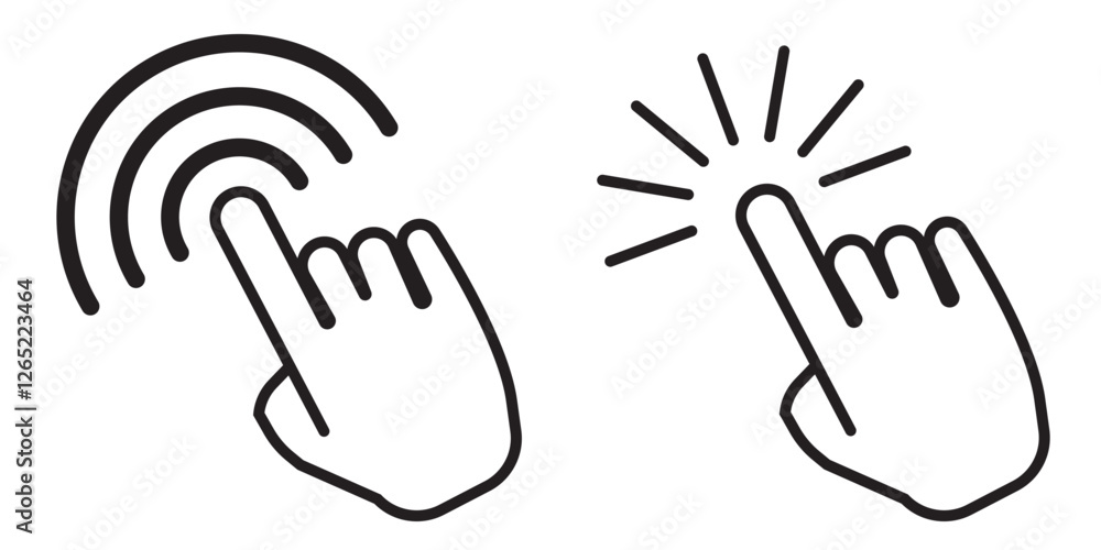 Poster hand cursor icon set. click icon vector hand click. variety click and mouse pointer arrow. eps 10