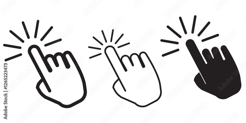 Poster hand cursor icon set. click icon vector hand click. variety click and mouse pointer arrow. eps 10
