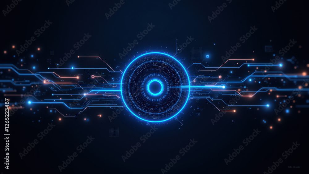 Aufkleber a digital illustration of an abstract ci/cd pipeline with a central focal point representing docker 