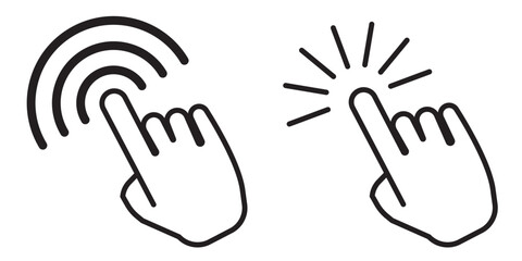 Hand cursor icon set. Click icon vector hand click. Variety  click and Mouse pointer arrow. EPS 10

