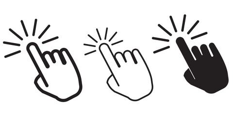 Hand cursor icon set. Click icon vector hand click. Variety  click and Mouse pointer arrow. EPS 10

