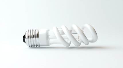 Energy-efficient spiral lightbulb on white background