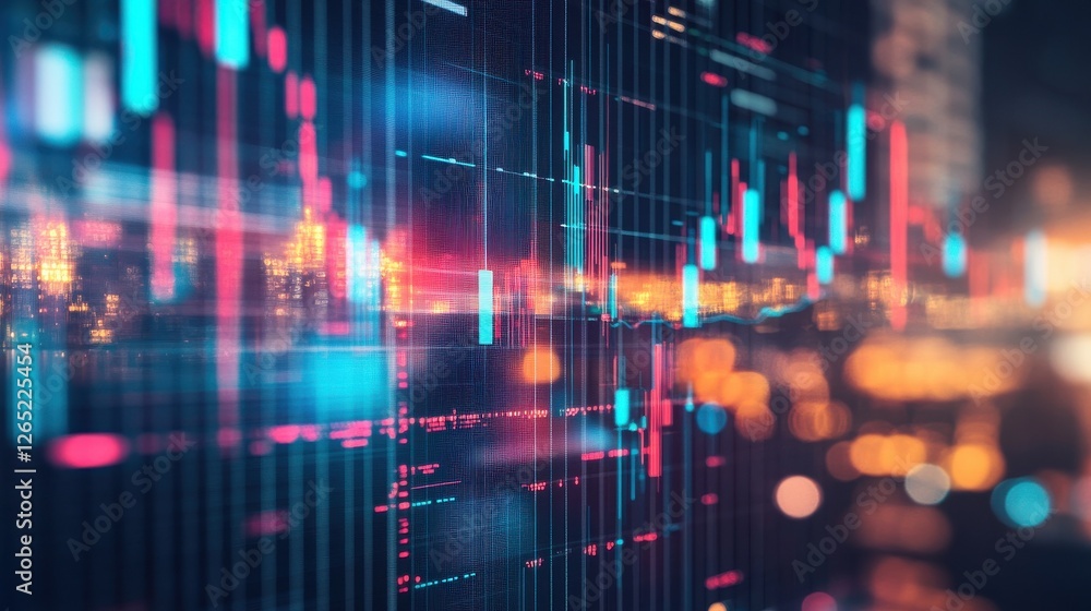 Poster background image with media screen. diagrams and graphs