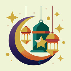 Fototapeta premium Ramadan & Eid Mubarak vector illustration 