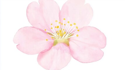 A Delicate Pink Blossom Flouring Against a White Background with Soft Petals and Gentle Elegance