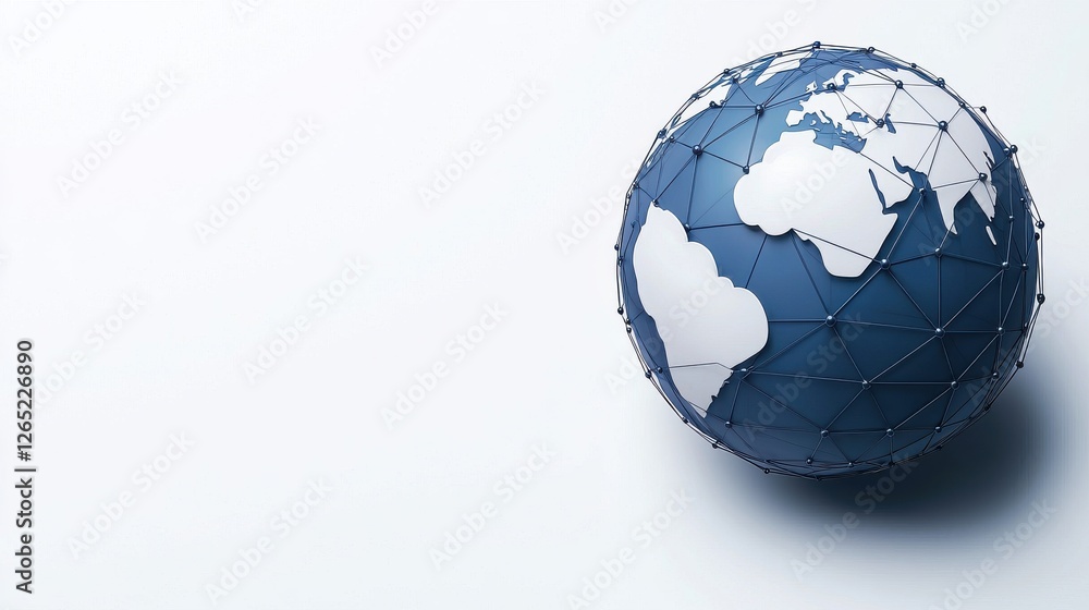 Poster 3d modern globe design with network connections and white background