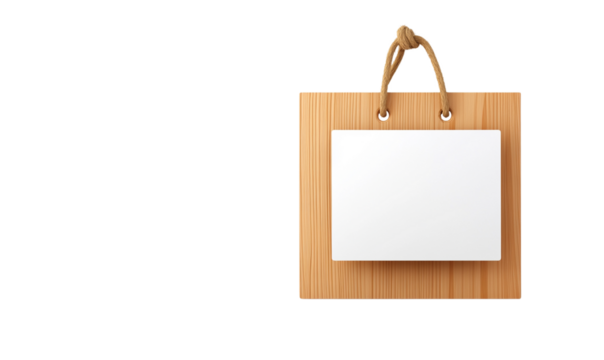 Blank wooden sign for customizable messages.