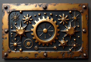 background vintage steampunk from steam pipes and pressure gauge
