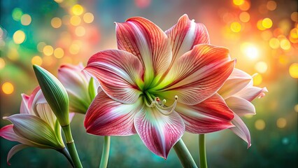 Fototapeta premium Stunning Amarilis Portrait, AI Photography, Floral Portrait, Botanical Art, Bloom Close-up