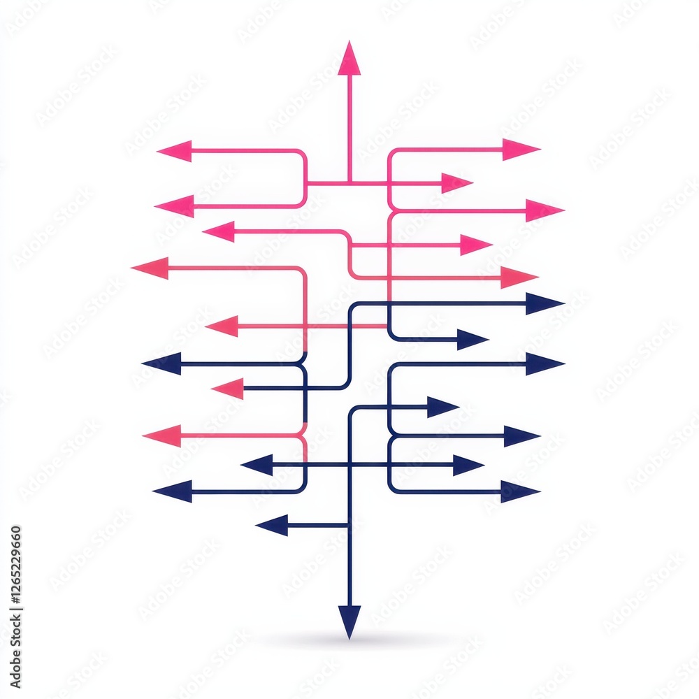 Poster a colorful diagram featuring various arrows pointing in different directions, symbolizing choices, p