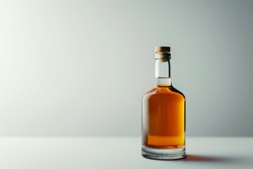 Whisky alcohol glass bottle on table with a white background. High quality photo