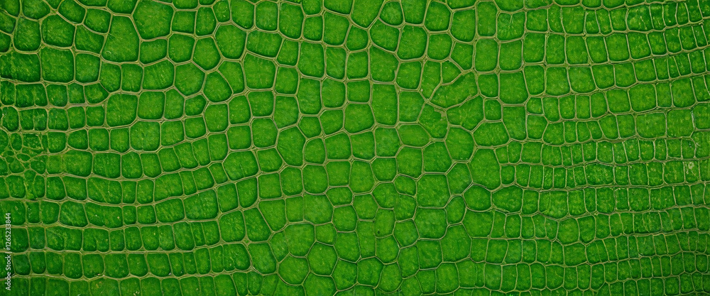 Poster aerial view of a green shiny crocodile skin pattern. the contrast between the circles and lines of t