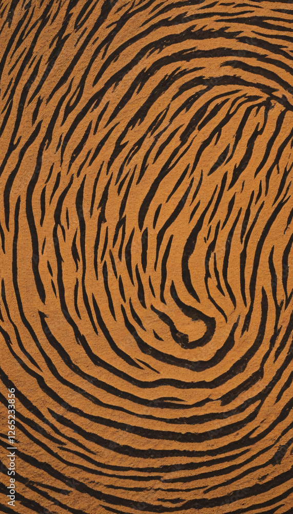 Poster aerial view of the tiger pattern. the contrast between the circles and lines of the tiger below crea