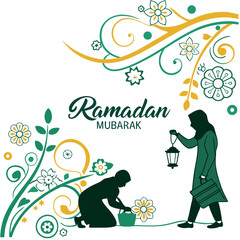 Naklejka premium Ramadan & Eid Mubarak vector