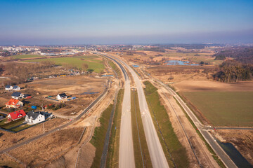 Construction of the new Tricity Metropolitan ring road in Pomerania. Poland