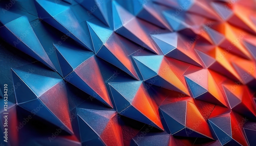 Leinwandbilder close-up photo of a fabric surface with an intricate triangular pattern in gradient colors, ideal for textile design