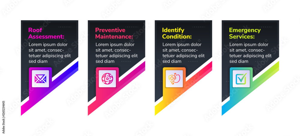 Poster abstract modern diagonal infographic design template with multicolor gradient elements on black back