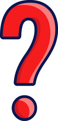Bold Red Question Mark: A bold red question mark with a blue outline and a  red dot stands out against a white background. This icon evokes curiosity, uncertainty, and the need for answers.