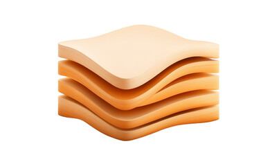 Freshly stacked slices of soft bread.
