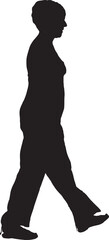 vector; silhouette; side view of a woman walking,dressed in  jumpsuit
