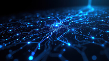 Obraz premium A stylized digital rendering of a cloud network with vibrant blue lights against a dark background, representing concepts such as cloud computing, digital infrastructure, and data flow.